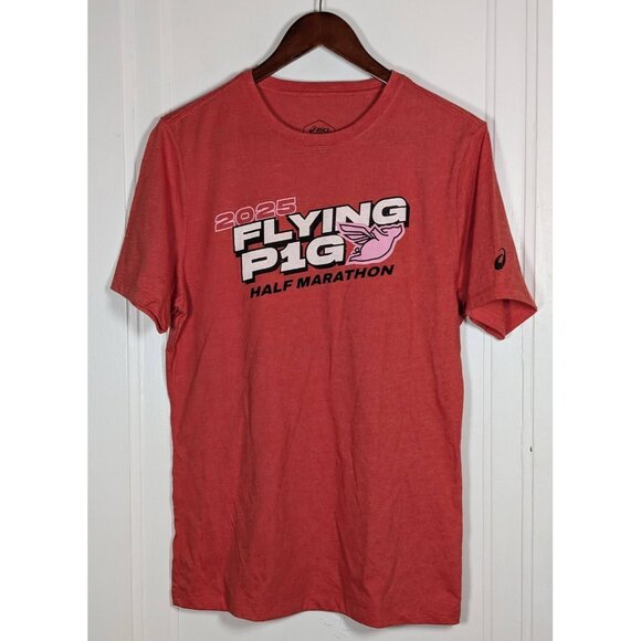 2025 Cincinnati Flying Pig Half Marathon T-Shirt Size Small Asics Unisex Red - Picture 1 of 3